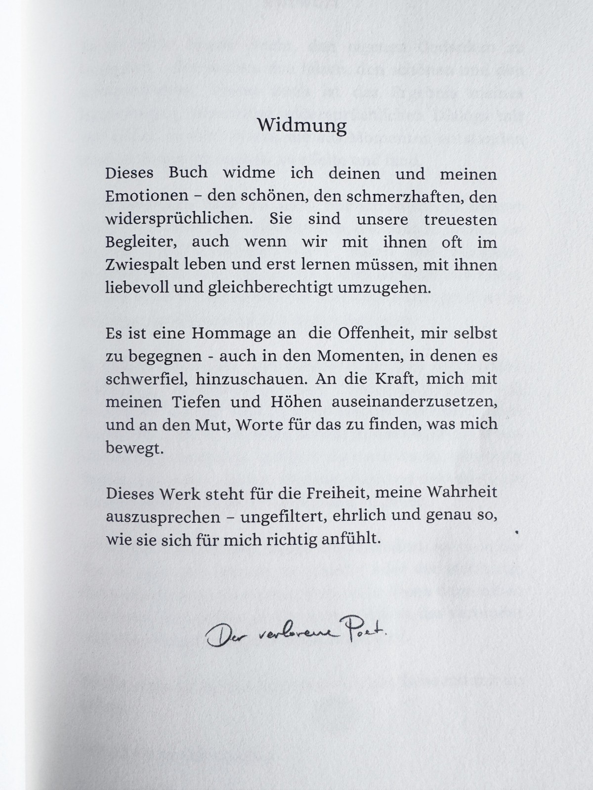 Widmung aus Der verlorene Poet